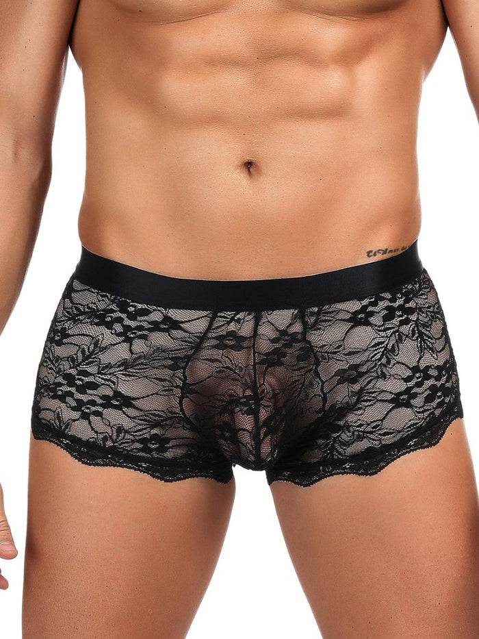 Ανδρικό μαύρο δαντελένιο σλιπ με λουράκια – Juicy String sexy lingerie

