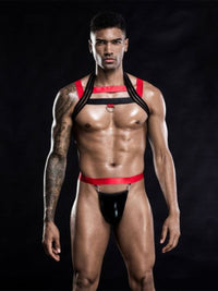 Black and Red Harness Top και String Underwear για σέξι εμφάνιση και άνεση – One Size – Juicy String