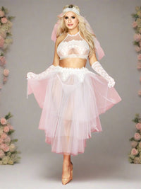 Γυναικεία Στολή Sexy Bride See Through με Δαντέλα
