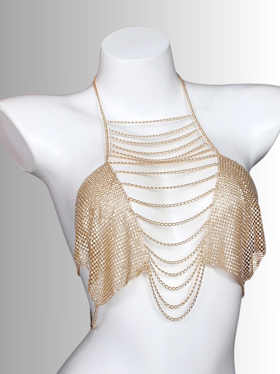 Γυναικείο sexy top με αλυσίδες και strass – Juicy String