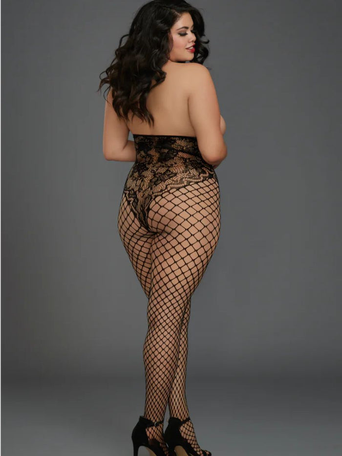 Sexy Διχτυωτό Open Cup Bodystocking Plus Size