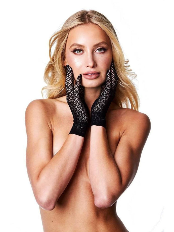 Sexy Ελαστικά Γάντια με Διαφανές Δίχτυ και Jacquard Σχέδιο ✨💎
