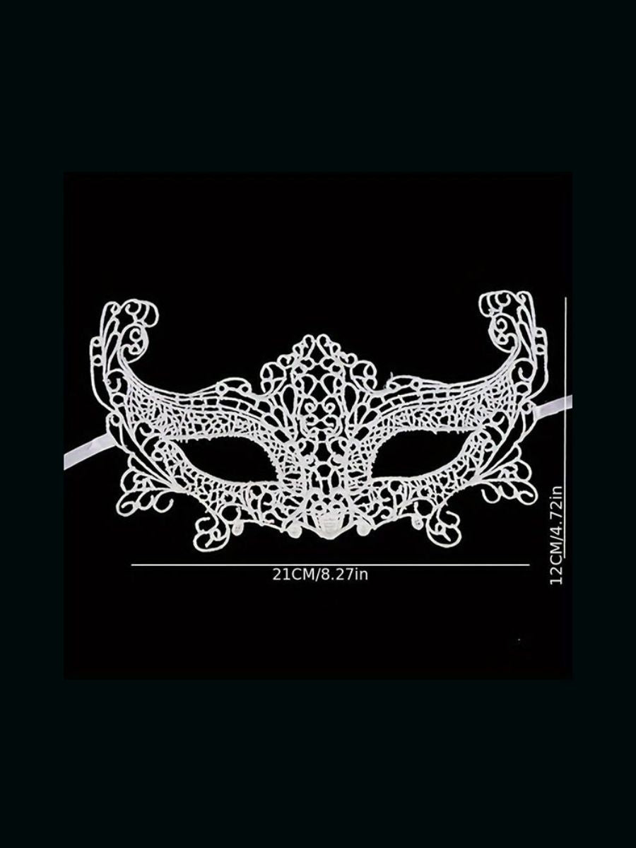 Sexy δαντελένια μάσκα Vintage με κεντήματα – Λευκή - Juicy String