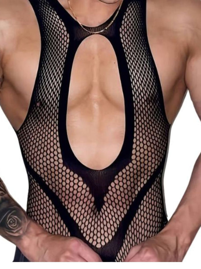 Ανδρικό Ολόσωμο Bodystocking με Hollow Out Design