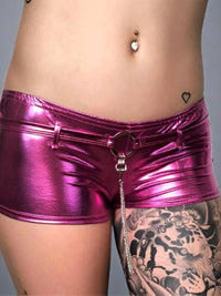 Sexy Mini Hot Pant Wet Look με Αλυσίδα