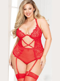 Sexy Plus Size Κορμάκι See Through με Δαντέλα