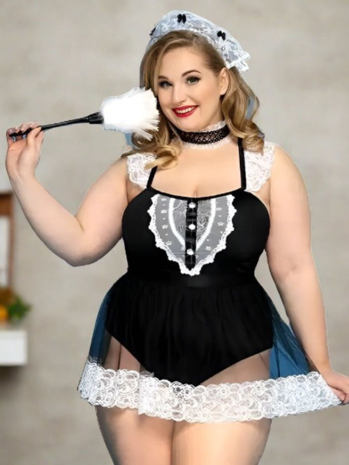 Sexy Στολή Υπηρέτριας Plus Size με Δαντέλα