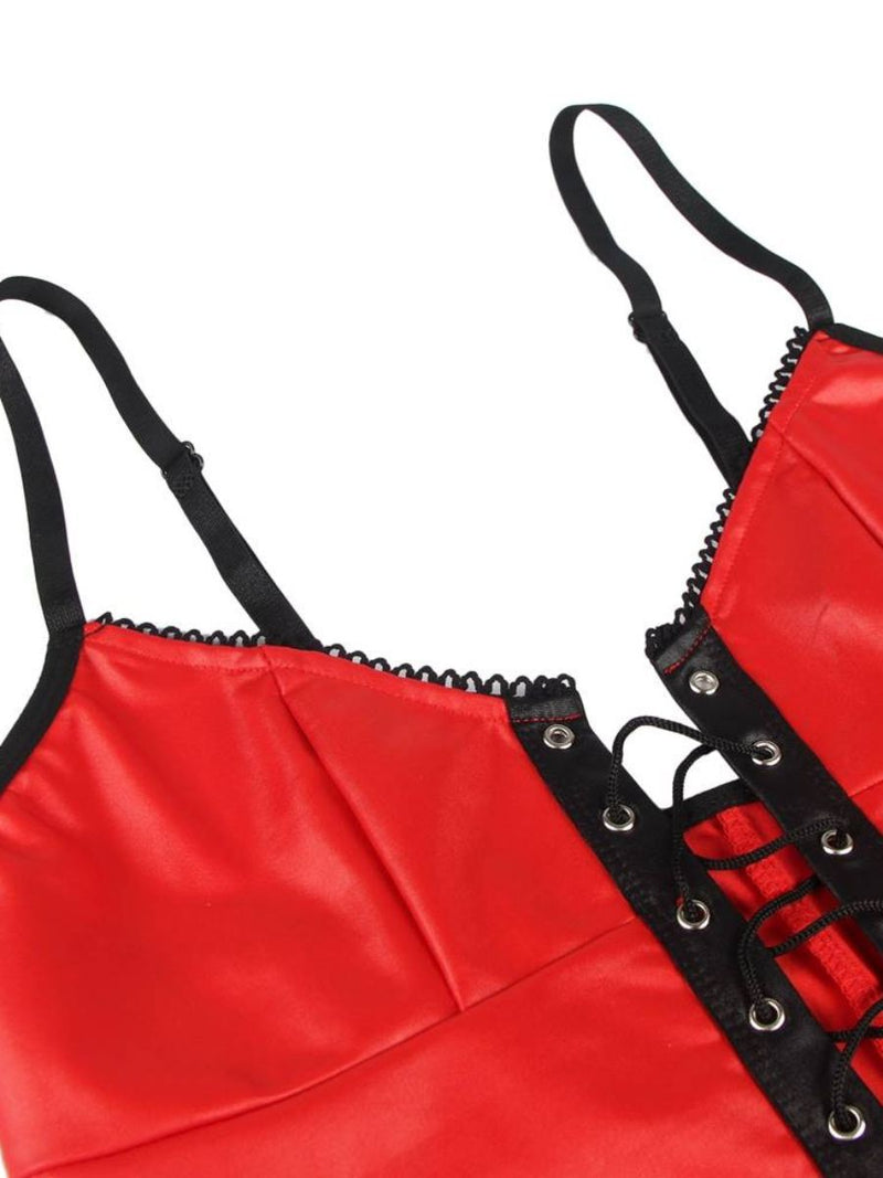 Σέξι κόκκινο εφαρμοστό δερμάτινο φόρεμα nightclub – Juicy String

