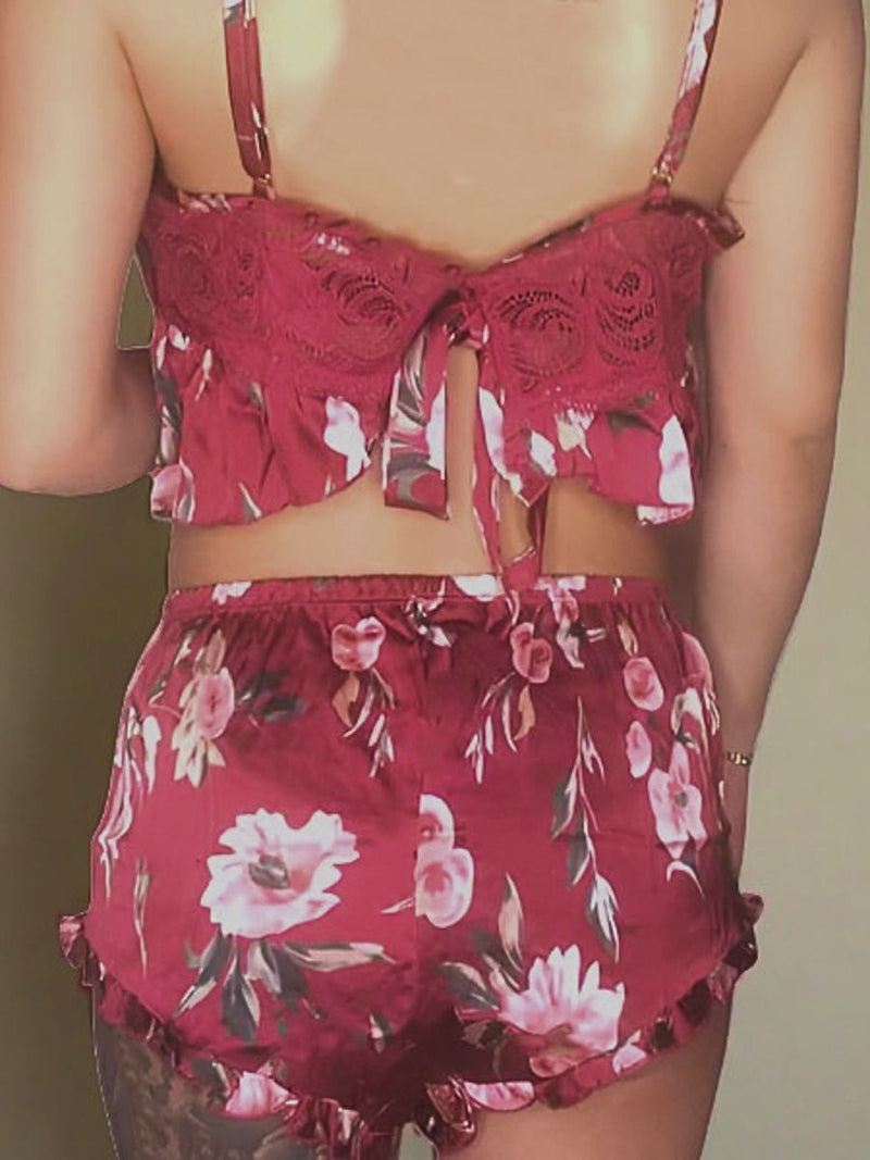 Sexy Σατέν Set Babydoll με Top και Σορτς από Πολύ Απαλό Ύφασμα