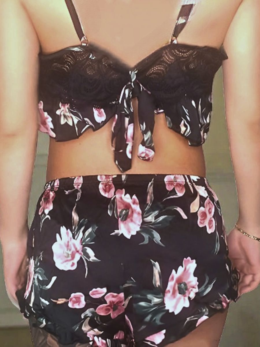 Sexy Σατέν Set Babydoll με Top και Σορτς από Πολύ Απαλό Ύφασμα