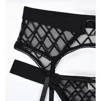 Sexy Set 4 Τεμαχίων See Through με Καλτσοδέτες
