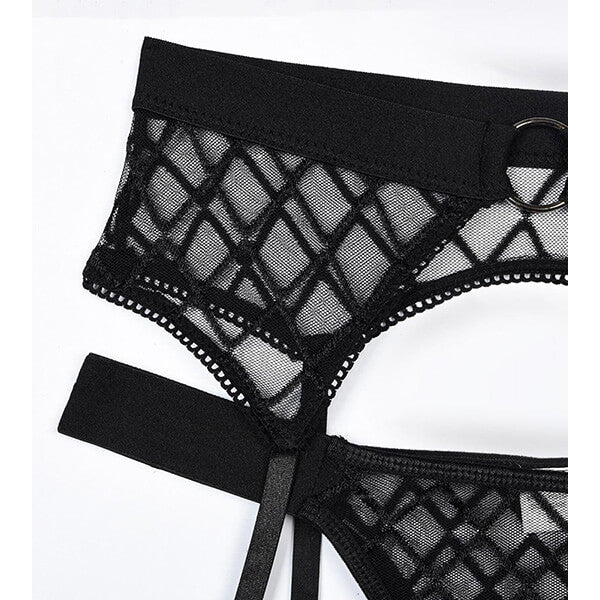 Sexy Set 4 Τεμαχίων See Through με Καλτσοδέτες