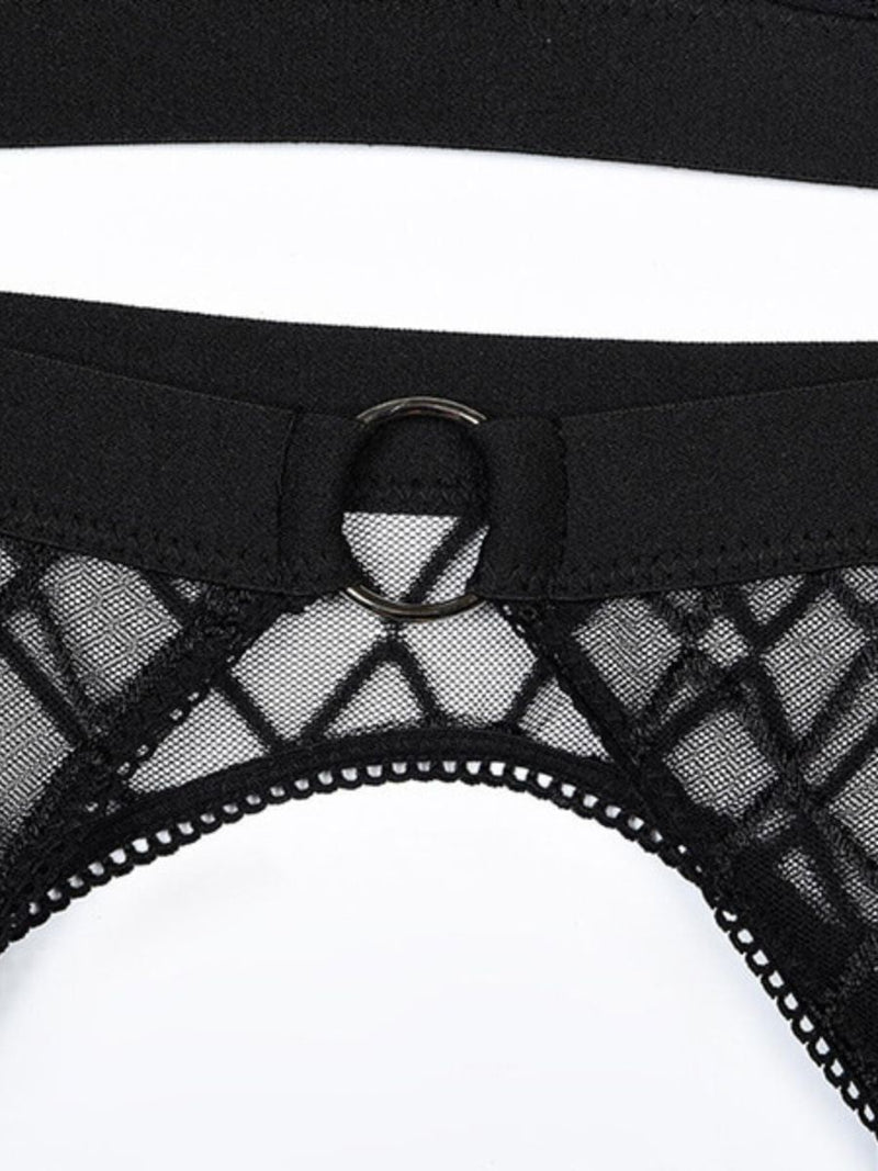 Sexy Set 4 Τεμαχίων See Through με Καλτσοδέτες