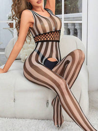 Γυναικείο Σέξι Striped Mesh Ολόσωμο Bodystocking🖤🤍