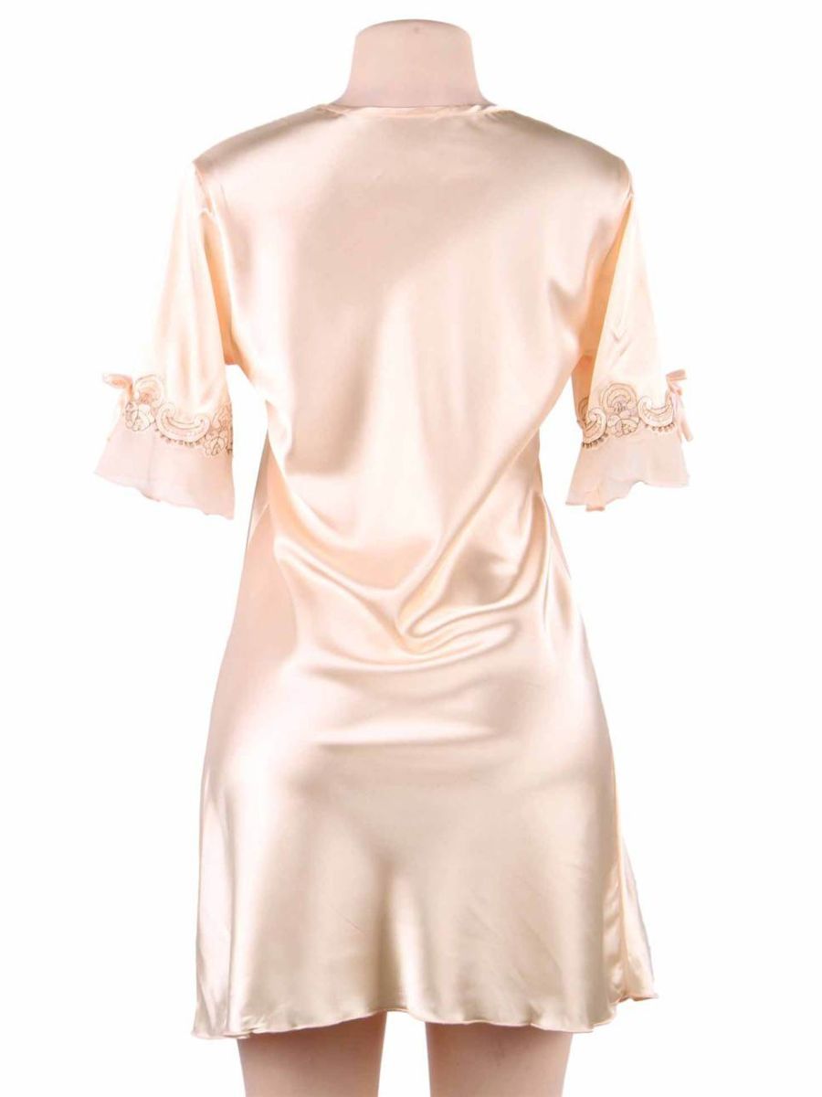 Μεταξένιο νυχτικό με κέντημα και casual γραμμή – Juicy String Sleepwear