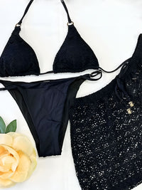Σετ bikini τριών τεμαχίων με τριγωνάκι και σορτσάκι σε 4 χρώματα – Juicy String

