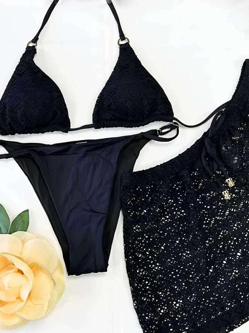 Σετ bikini τριών τεμαχίων με τριγωνάκι και σορτσάκι σε 4 χρώματα – Juicy String

