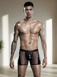 Ανδρικό διχτυωτό boxer με wetlook λεπτομέρειες