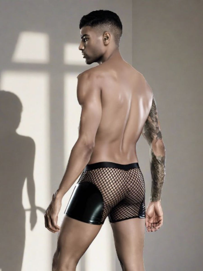 Ανδρικό διχτυωτό boxer με wetlook λεπτομέρειες