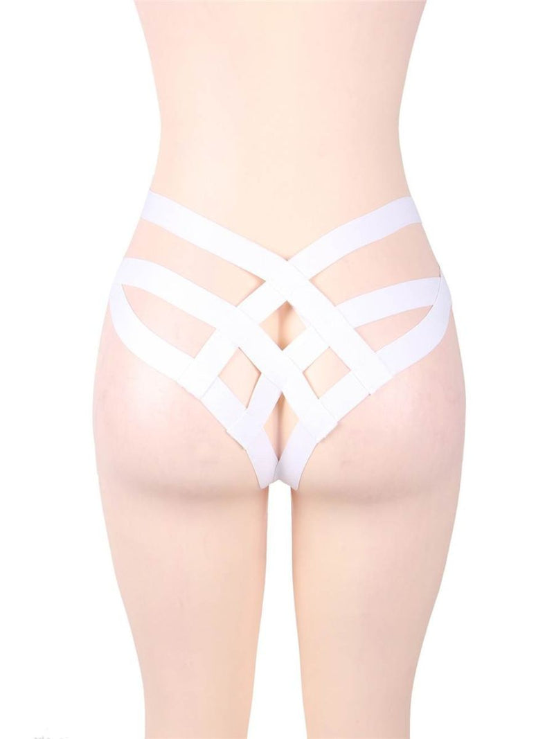 Λευκό cage bandage στρινγκ με cut-out λουριά – Juicy String