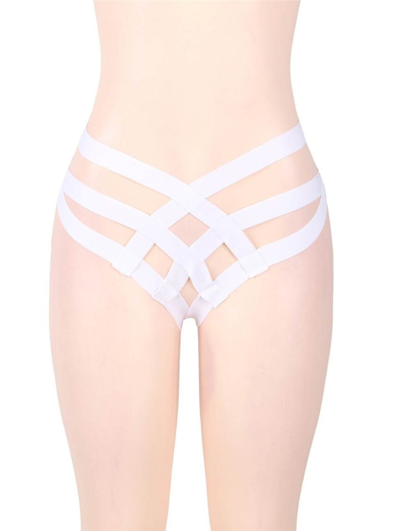Λευκό cage bandage στρινγκ με cut-out λουριά – Juicy String