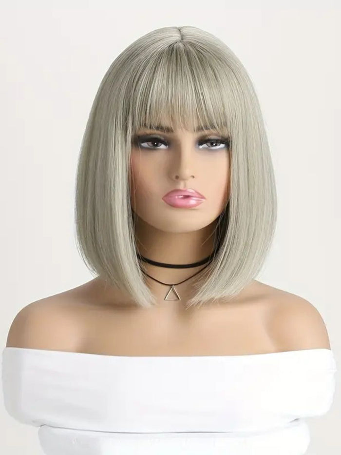 White Grey Wig με Αφέλειες
