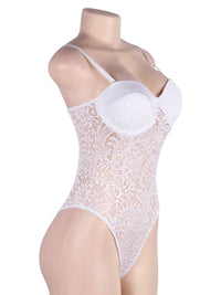 Λευκό κορμάκι lingerie με push-up cups και δαντέλα – Juicy String