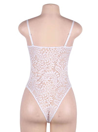 Λευκό κορμάκι lingerie με push-up cups και δαντέλα – Juicy String
