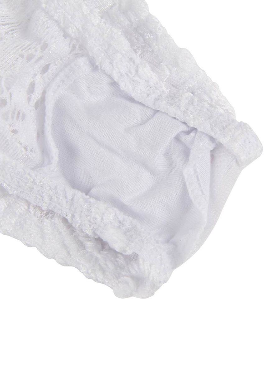Λευκό κορμάκι lingerie με push-up cups και δαντέλα – Juicy String