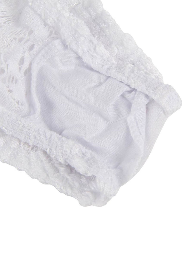 Λευκό κορμάκι lingerie με push-up cups και δαντέλα – Juicy String