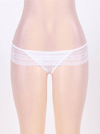 Λευκό σλιπάκι με κυματιστή δαντέλα, σε 2XL & 3XL – Juicy String