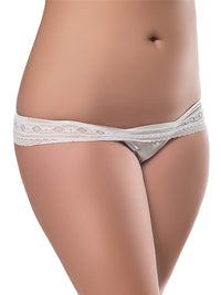 Λευκό σλιπάκι με κυματιστή δαντέλα, σε 2XL & 3XL – Juicy String