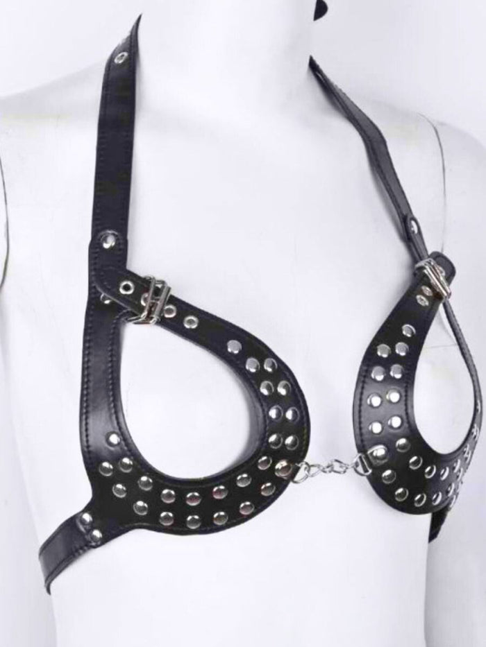 Γυναικείο Δερμάτινο Harness – Gothic Στήθους ✨🖤