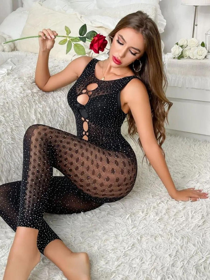 Γυναικείο Ολόσωμο Bodystocking με Πουά Σχέδιο