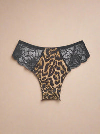 Γυναικείο Slip με Animal Print Σχέδιο και Δαντέλα στο Πίσω Μέρος