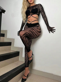 Γυναικείο Σέξι Σετ Εσωρούχων Zebra Hollow Out