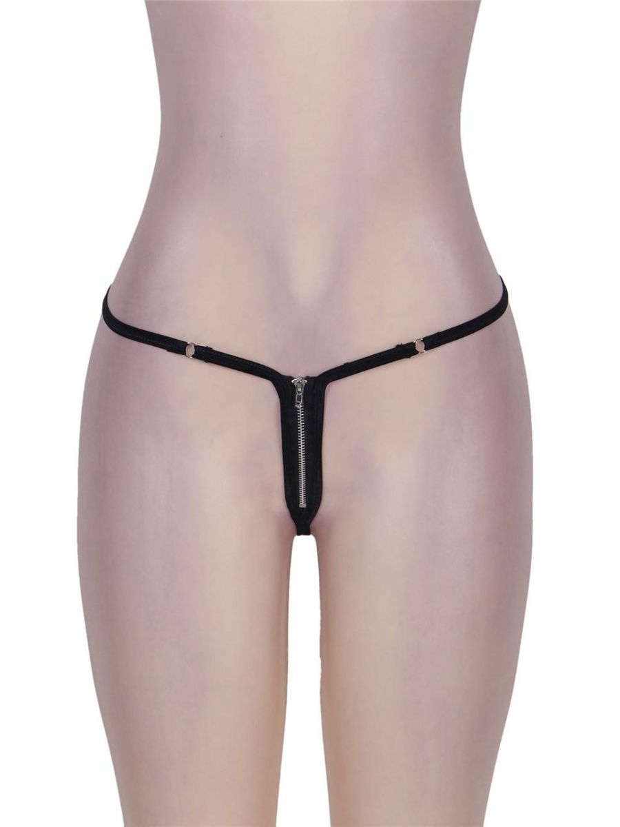 Μαύρο στρινγκ με φερμουάρ μπροστά – Juicy String