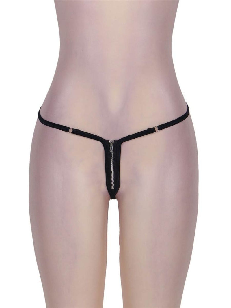 Μαύρο στρινγκ με φερμουάρ μπροστά – Juicy String